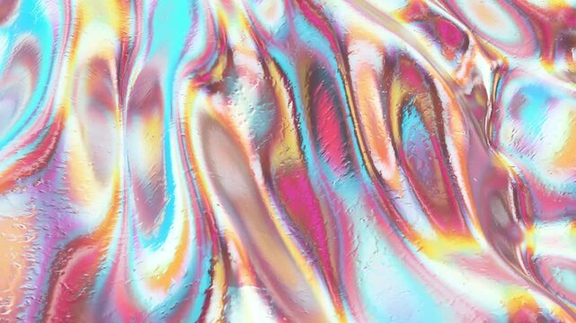 Iridescent liquid metal abstract background, with fluid motion