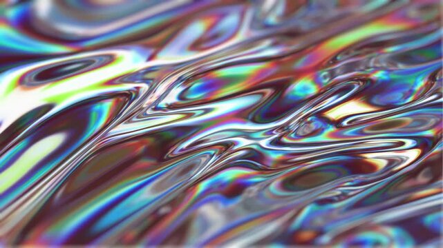 Iridescent liquid metal abstract background, with fluid motion