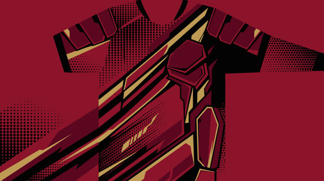 Maroon and gold tech racing jersey wrap design.