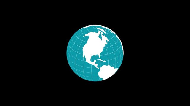 Stylized rotating 3d planet globe earth map animation