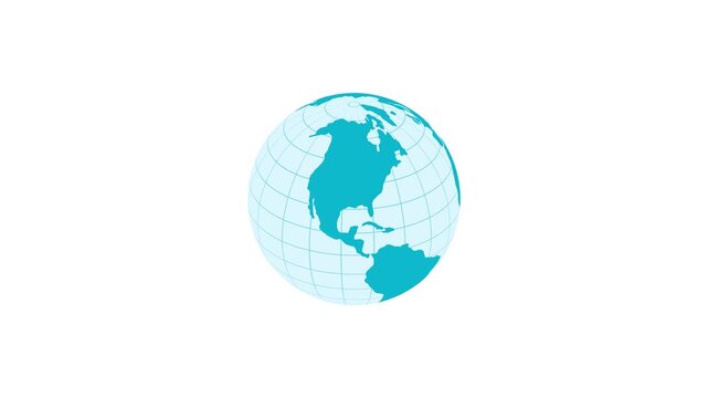 Stylized rotating 3d planet globe earth map animation