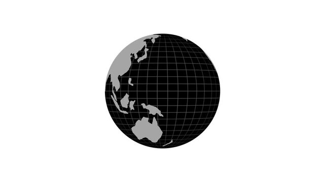 Stylized globe with grid lines minimalist planet earth map animation