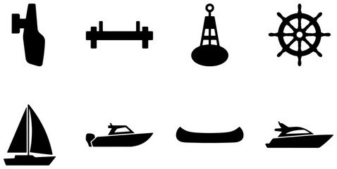 Nautical Icons Set, Marine Symbols Collection, Boat Equipment Graphics © Arman