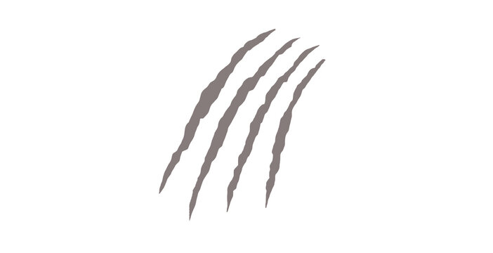 Gray Claw Scratch Marks Isolated Background. Sharp Predator Slash with Distressed Grunge Style. Wild Animal Scratch Symbol for Gaming, Horror and Creative Design Projects.