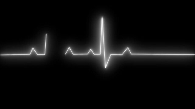 Glowing Cardiac Monitoring Animation Featuring Continuous Heartbeat Waveform