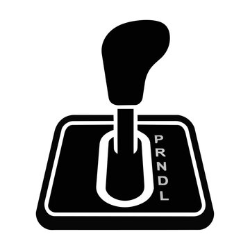 Minimalist black and white automobile gear shift lever with a sleek handle isolated on a white background, automotive control concept