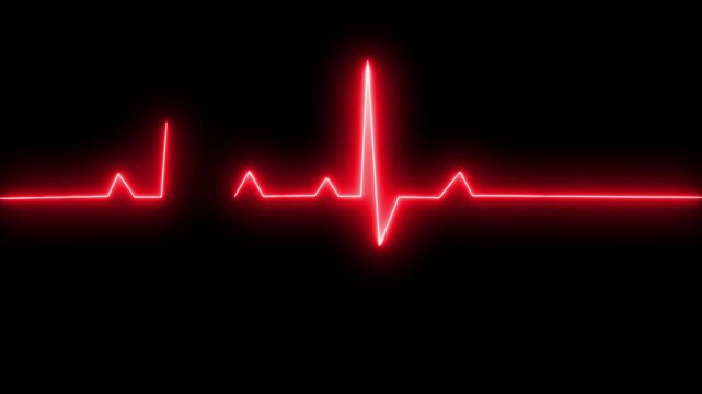 Glowing Cardiac Monitoring Animation Featuring Continuous Heartbeat Waveform