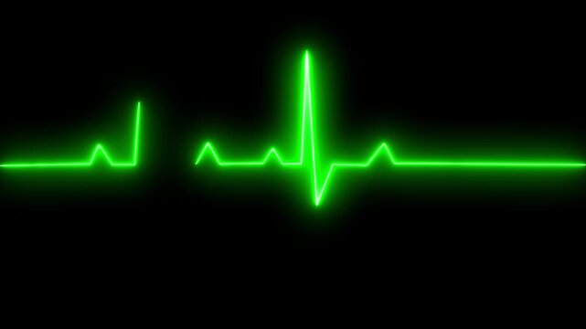 Glowing Cardiac Monitoring Animation Featuring Continuous Heartbeat Waveform