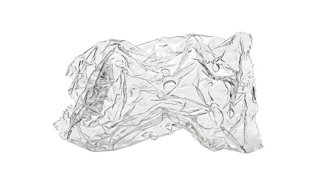 Crumpled Clear Plastic Candy Wrapper Cellophane Overlay Isolated on Transparent Background