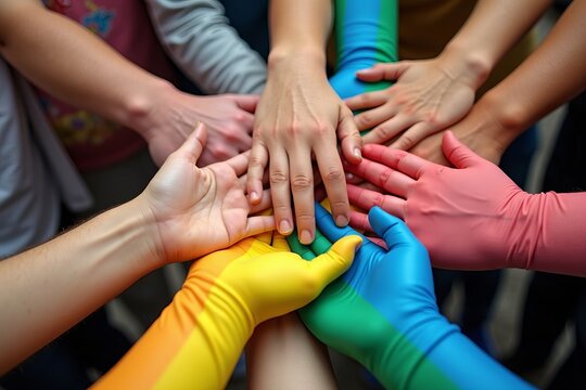 Inclusive and Vibrant: Diverse Hands United in Support of the LGBT Community