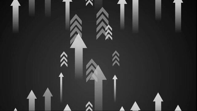 Abstract arrows pointing upward on dark gradient background, symbolizing growth and progress animation