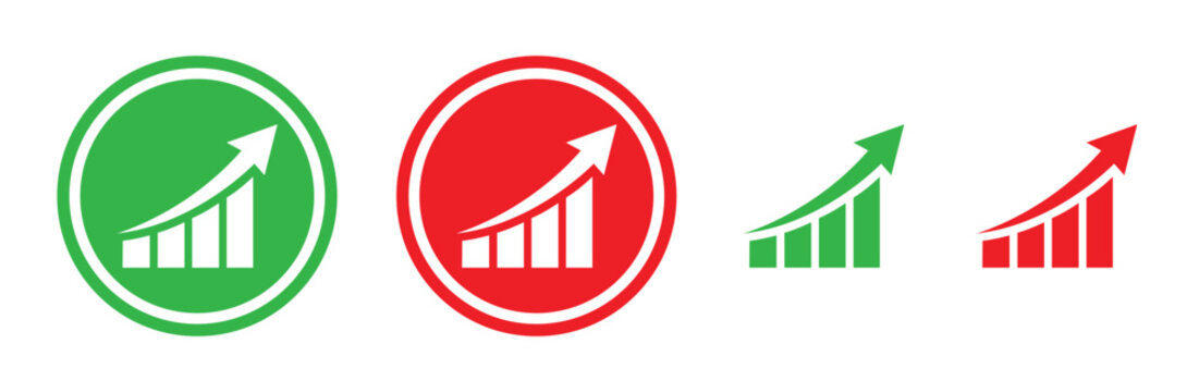 Business Growth Chart Arrow Icon Set with Circle and Standalone Variants