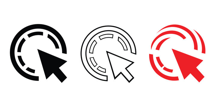 Mouse cursor arrow loading spinner icon set for web UI processing status