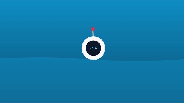 Digital thermometer showing 26 degrees celsius temperature gauge animation 4k weather