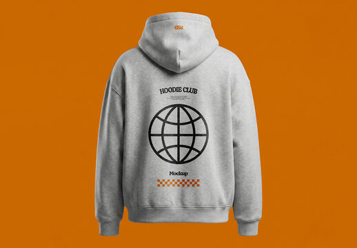 Hoodie Back Print Mockup On Orange
