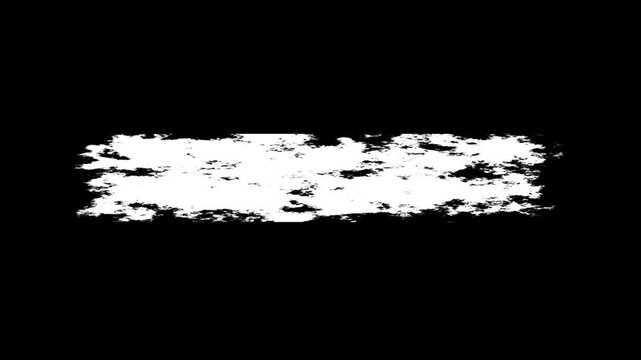 White chalk brush stroke reveal animation visual, abstract grunge paint texture matte transition overlay, creative video editing element, artistic border banner on dark black background. 4k video
