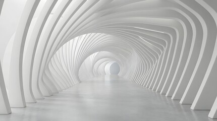 Naklejka premium Illuminated modern architectural tunnel with a futuristic, flowing design
