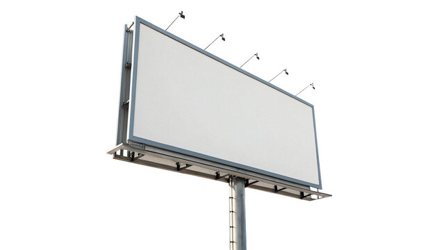 Large empty outdoor commercial advertising billboard metal frame hoarding isolated on transparent background cut out