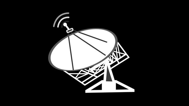 Simple satellite dish icon showing wireless signal and communication technology concept animation