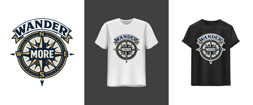 Wander More Worry Less &ndash; Travel Adventure Typography T-Shirt Design. Minimalist motivational quote tee for explorers and digital nomads.