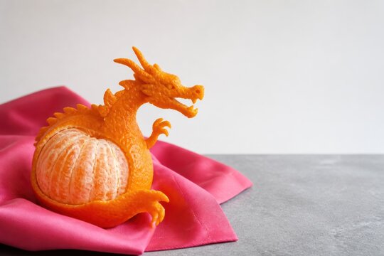 Citrus Carving Dragon Made from a Mandarin Orange