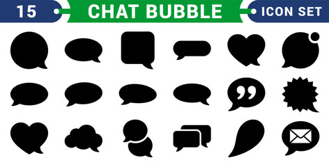 Fototapeta premium Chat Bubble Icon Set – 15 Speech & Message Icons