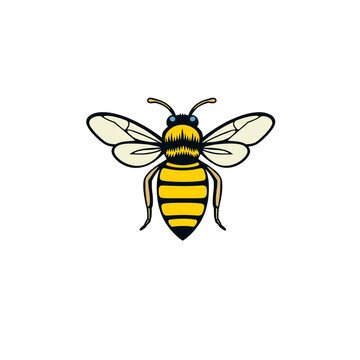 Honey bee concept vector logo design in yellow and black, isolated vector, clean edges, no shadows, transparent background