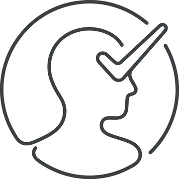 Minimalist line drawing of a thinking person silhouette with curly hair isolated on transparent background, isolated on white background, Vector Avatar one line art vector editable design