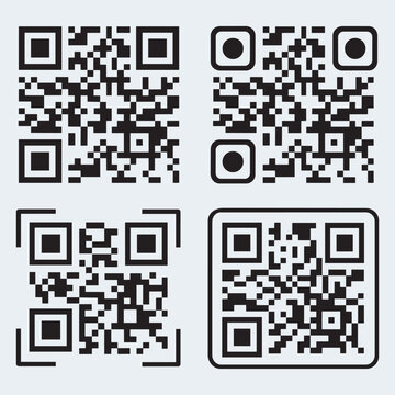 Black QR Code Vector Icon Set 4 Modern Scan Symbols