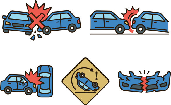 Set of car accident icons