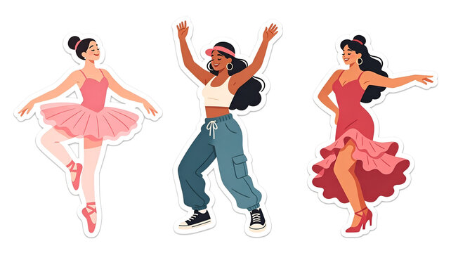 set of dancing women