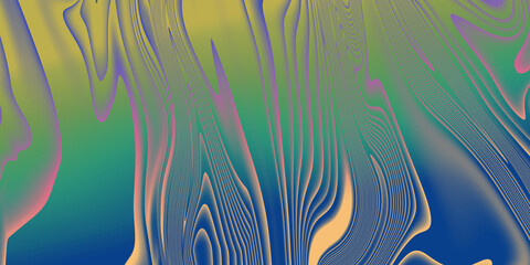 Hypnotic abstract art with distorted wavy lines in striking gradient colors creating captivating visual display. © FARVEZ