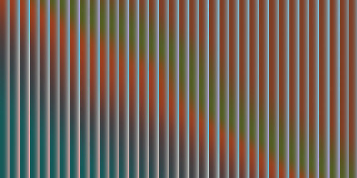 Dark vertical pinstripe background with vibrant diagonal light leak in orange and teal hues.