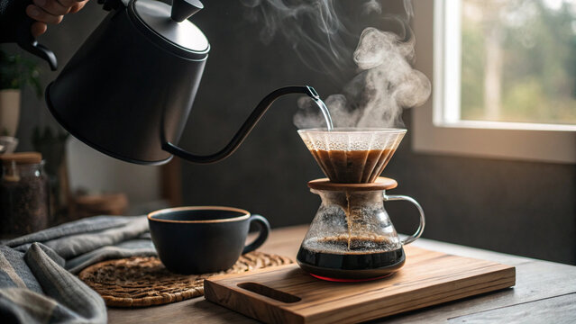 Pour-over coffee brewing