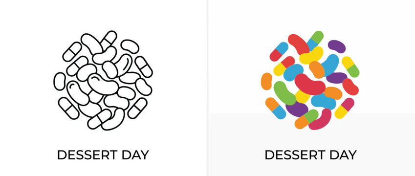 Jelly Bean Candy Illustration Set for Dessert Day