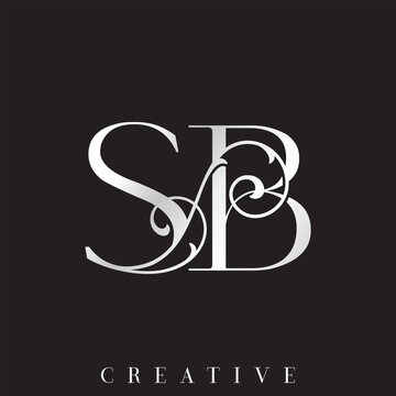 Premium Classy Double SB Initial Vector Logo for Wedding Boutique with Ornamental Swirl
