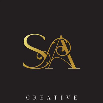 Graceful Double Initial sa Vector Logo for Luxury Wedding Card with Ornamental Swirl