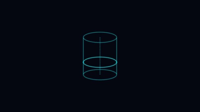Minimalist 3 d cylinder wireframe animation with pulsing geometric motion for tech and science data visualization 4k