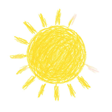 Hand drawn yellow sun scribble illustration with scribble childish illustration handdrawn cheerful background as transparent PNG