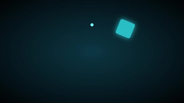 Minimalist abstract loading animation with glowing cyan square and circular path motion 4k background