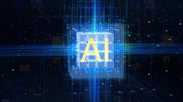 4K Artificial Intelligence Data Cube Background