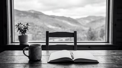 Fototapeta premium remote work aesthetics, a minimalist desk setup bathed in soft, ambient light creates a cozy atmosphere