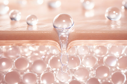 Skin Hydration and Moisture Barrier with Water Molecule Penetration Medical Illustration