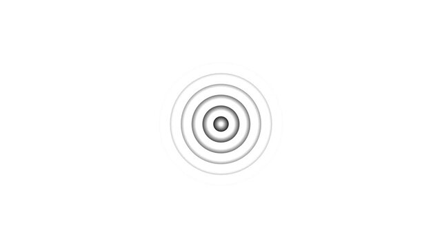 Concentric Circle Ripple Animation on Black Background, Abstract Target Rings, Pulsing Radar Wave Effect, Minimal Geometric Motion Graphics, Futuristic Loop, 4K Animation
