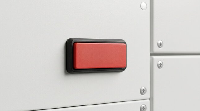 Detailed view of a vibrant red button on a contemporary mailbox lock