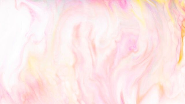 Soft pastel marble swirl background with pink yellow and white delicate pattern