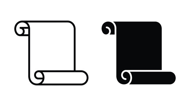 Rolled parchment scroll silhouette on white background vector illustration