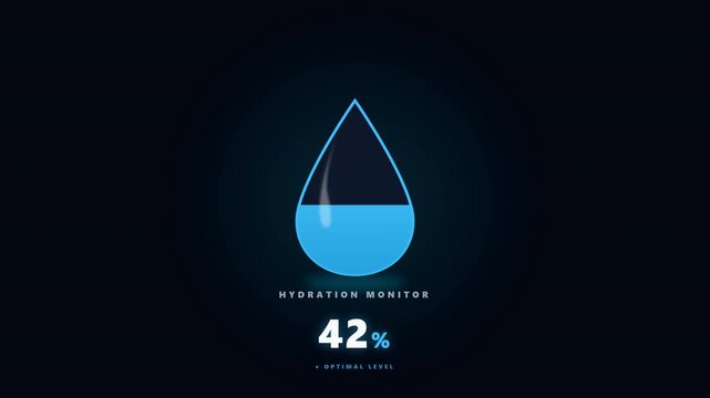 Hydration monitor water drop HUD interface with percentage progress.