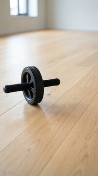 ab roller on wooden floor