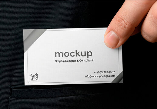 Business Card Mockup Being Taken Out Of A Pocket